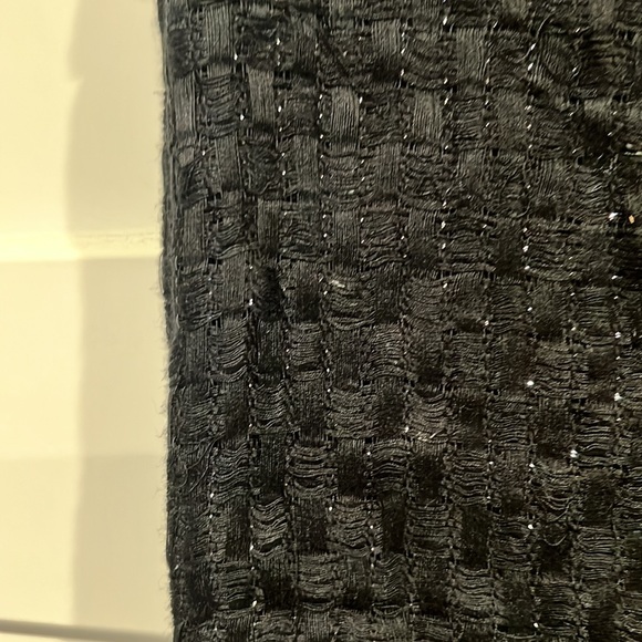 Black with silver sparkle scarf. 72” x 44” not including fringe. - Picture 2 of 5